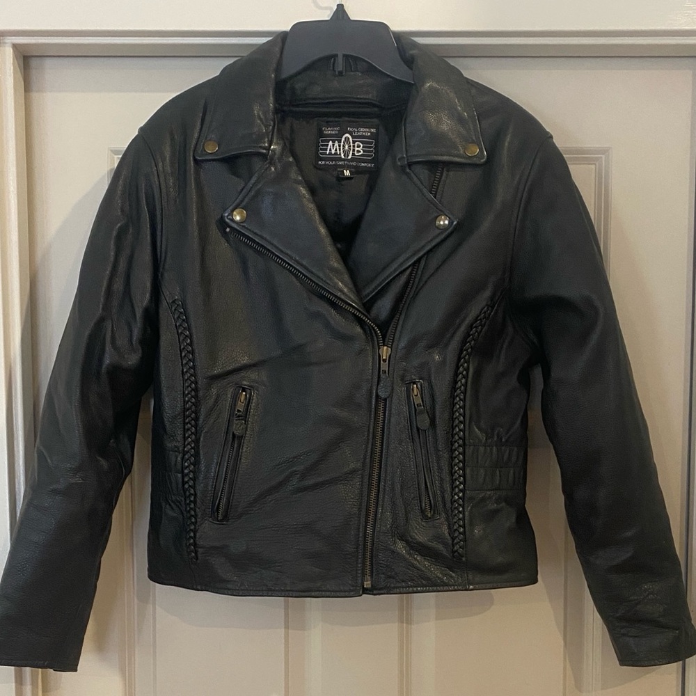 MOB Leather Motorcycle Jacket Size M